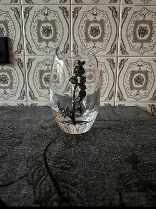 Vaso Artina flor metal vidro