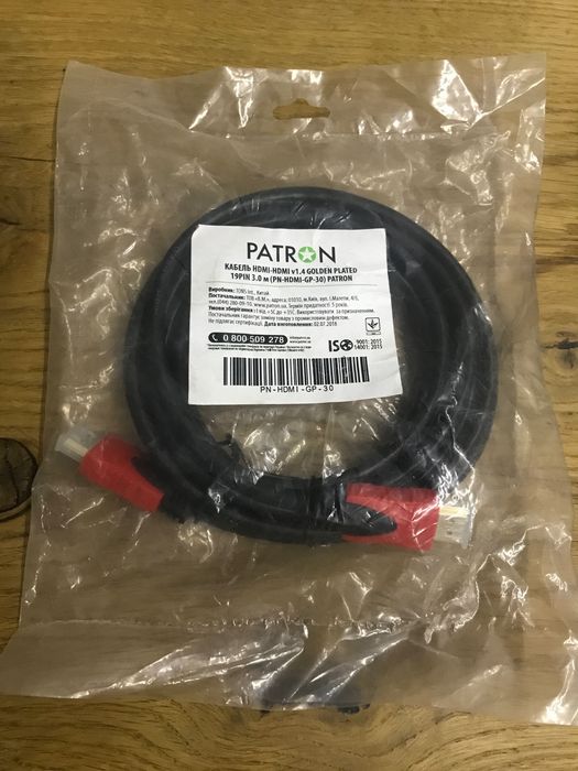 Кабель Patron HDMI-HDMI v1,4 19pin 3,0m