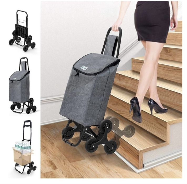 Wózek na zakupy, wózek, z 3 kółkami, wodoszczelny, 32 l, szary