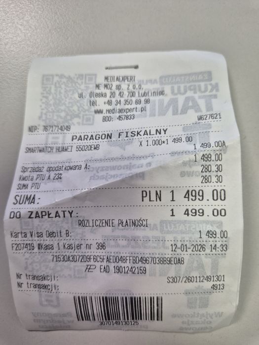 Smartwatch HUAWEI Watch 5 Active 46mm Czarny ESIM paragon