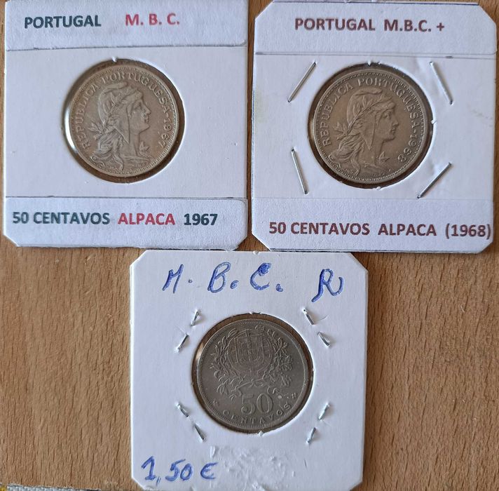 Moedas da Segunda  República Portuguesa ( 50 Centavos Alpaca )"
