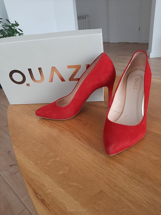 Quazi szpilki zamsz czerwone