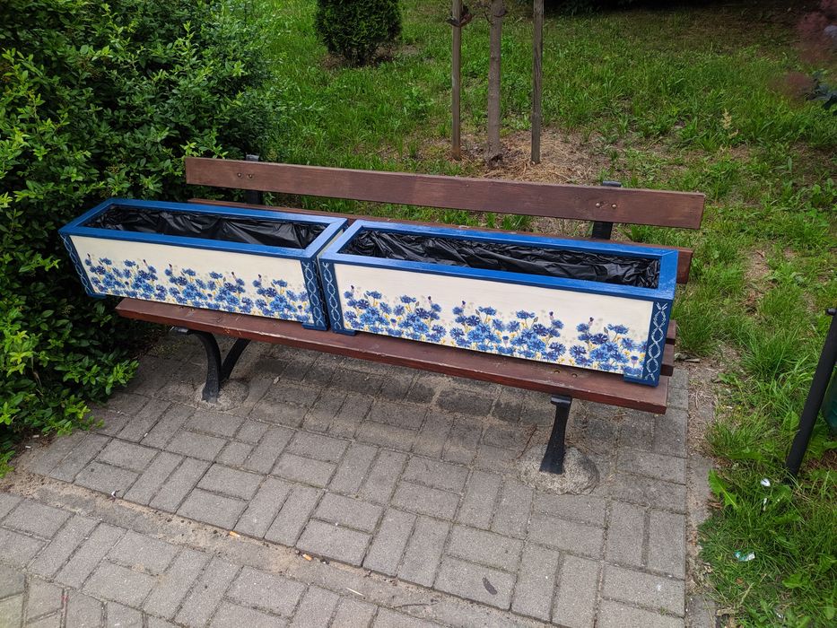 Skrzynki donice drewniane decoupage
