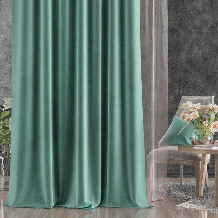 Zasłona na taśmie Welur Moradi Morski 140x250cm 140 x 250 [cm]