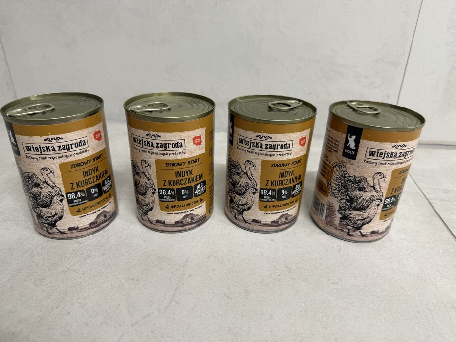 Karma mokra dla kota Wiejska Zagroda Indyk z Kurczakiem 400 g (kociak) 4 puszki