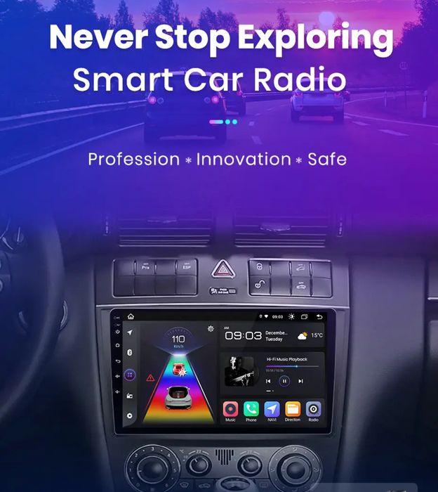 Rádio 9" Mercedes W203 Android Auto CARPLAY WIFI GPS 2/32GB 8CORE Novo