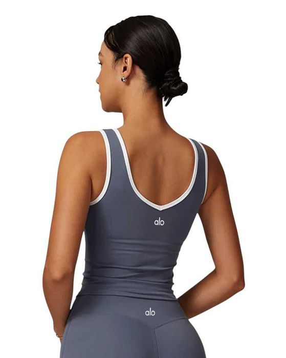 Топ Alo Yoga Contrast Line Tank Grey 88434-GY