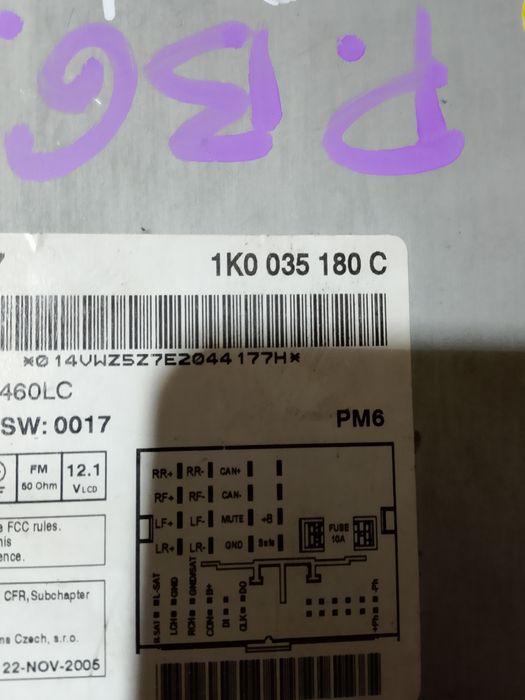Radio samochodowe VW Passat B6, brak kodu, 1K0 035.180 C