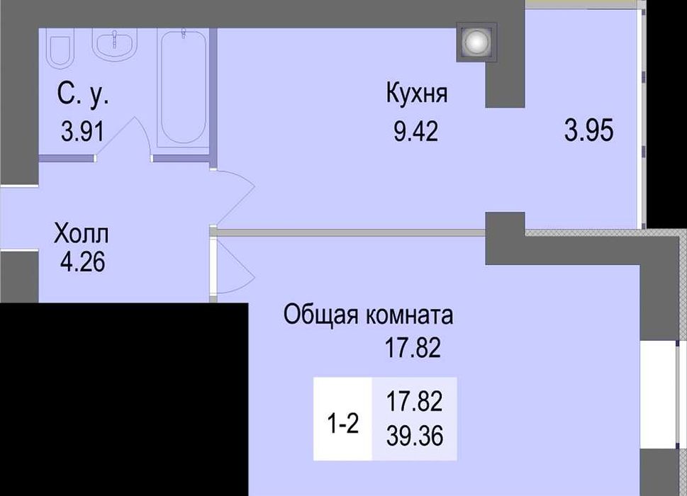 Продаж квартира 1-кімнатна Софіївська Сфера 39,36 м Розстрочка без%