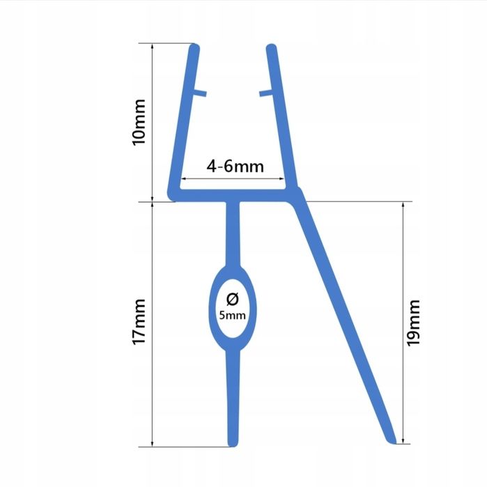 2m Uszczelka do kabiny prysznicowej drzwi lub parawanu dolna 4 5 6 mm