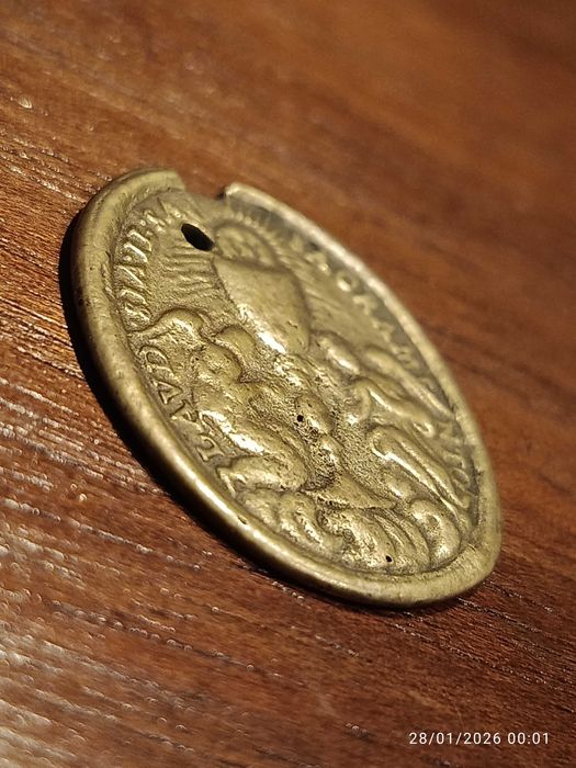 Medalha Verônica Itália séc XVII 3 cm Arte Sacra