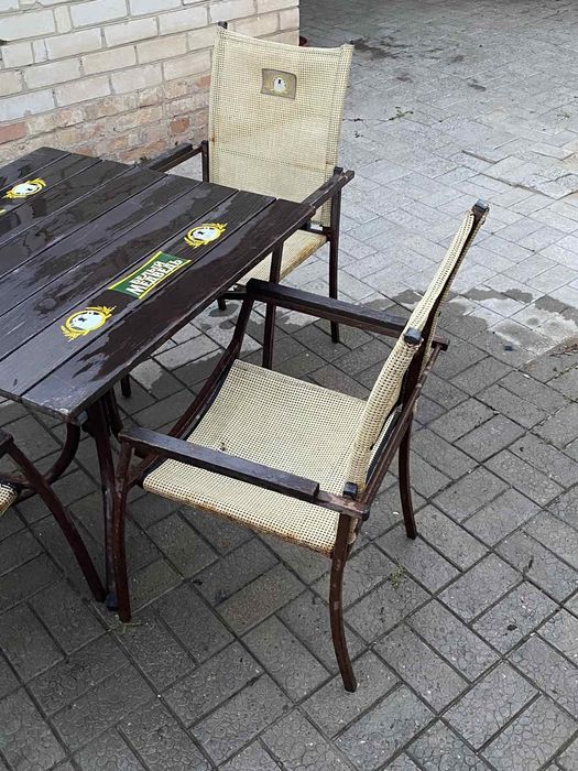 Стол 4 стула дерево металл