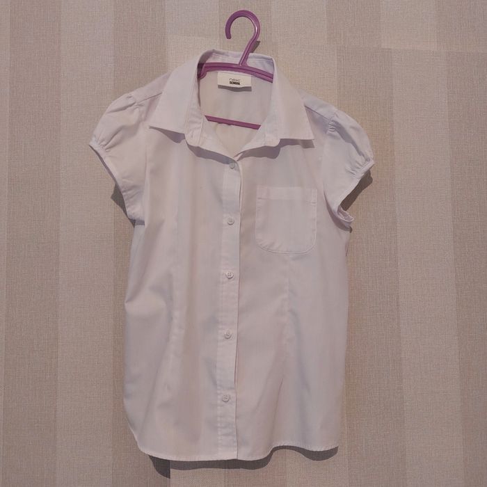 Next_biała bluzeczka, elegancka, galowa, krotki rękaw, rozm. 134, 10 l