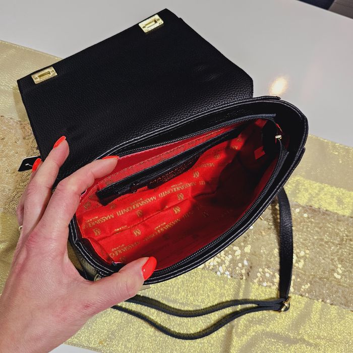 Torebka listonoszka Massimo Contti skóra naturalna na ramię czarny