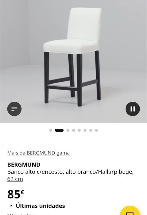 Bancos Altos IKEA BERGMUND com Encosto – Muito Bom Estado
