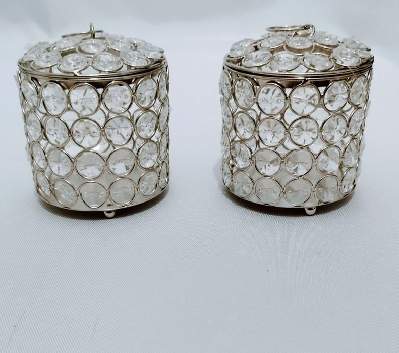 Pojemniki kosmetyczne , Dekoracyjne z Kryształkami Akrylowymi  2 szt.