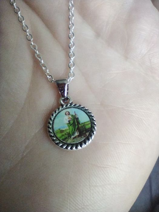 Naszyjnik srebrny medalik komunia łańcuszek srebrny św. Krzysztof