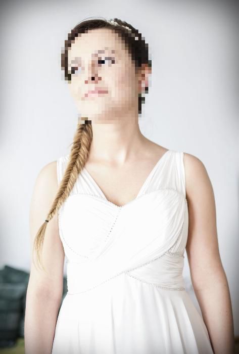 suknia ślubna styl grecki szyfonowa Swarovski rozm. 36 ecru