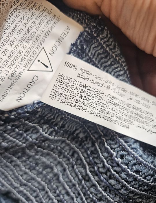 Niebieski jeansowy marszczony top Zara