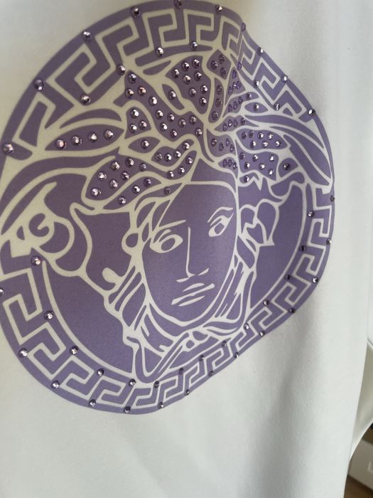 Biała bluza oversized S/M/L premium meduza fiolet