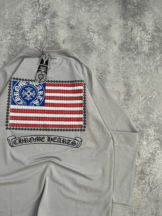 Сірий Лонгслів Chrome Hearts з бірками (Хром Хартс)