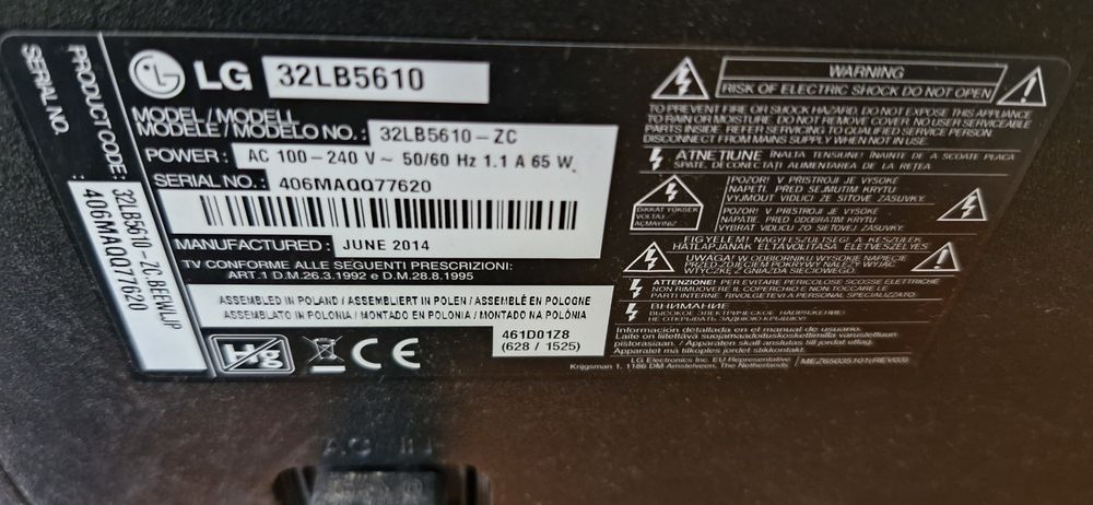Telewizor lg 32 lb5610 idealny na działkę
