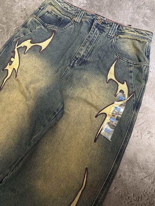 Штани джинси джинсы Vitriol Void Bite Blue Wash Ultra Wide Jeans rap