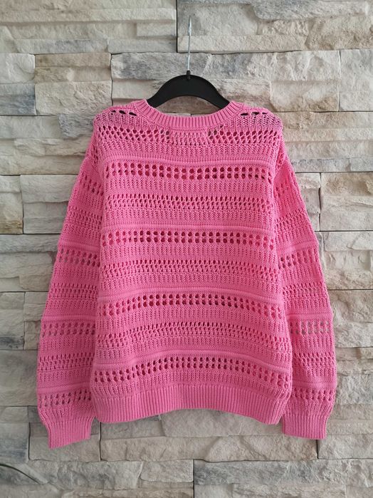 Sweter bawełniany ażurowy dziewczęcy H&M r.122/128