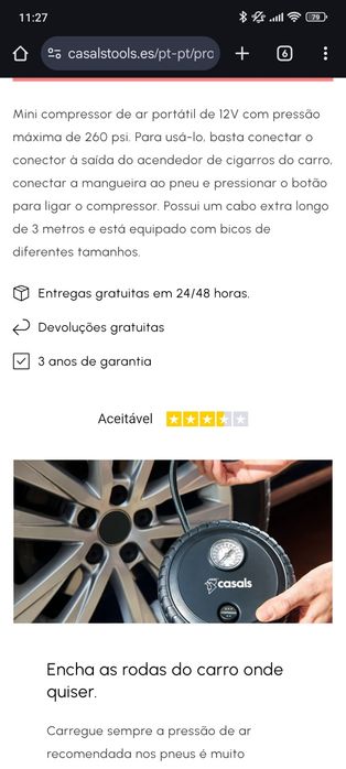 Compressor bomba de ar para carro