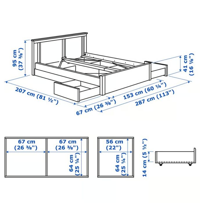 Estrutura de cama c/4gavetas + Estrado