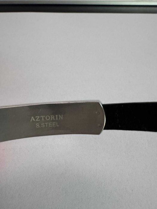 Bransoletka męska Aztorin ze stali szlachetnej i skóry
