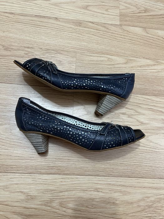 Buty na obcasie ażurowe czólenka damskie 39