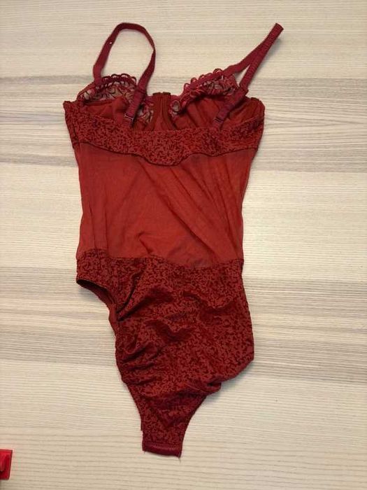 Body damskie FELINA | koronka | burgundowe | S/M