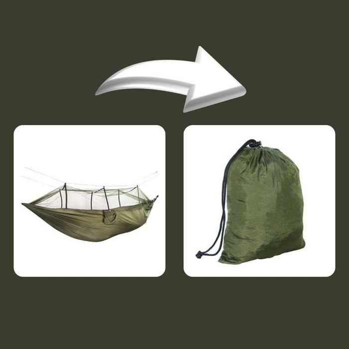 Nowy hamak ogrodowy dwuosobowy turystyczny z moskitierą 260x140