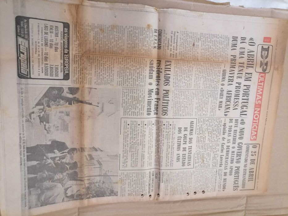 Jornal Diário Popular O 25 de Abril 1974 Movimento Militar Triunfante dia 26/4