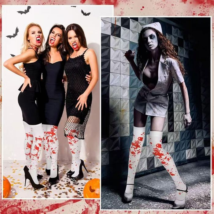 Kostium Zombie Halloween - Zestaw 18 el., Czerwony