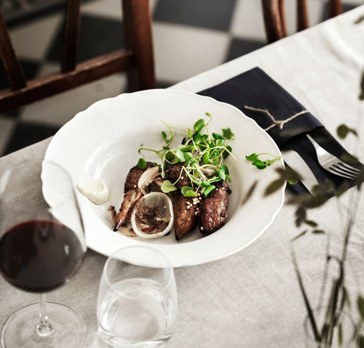 30 szt. Serwis obiadowy zastawa Ikea Upplaga – biały, porcelanowy ta