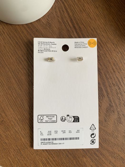 Сережки зі стразами H&M
