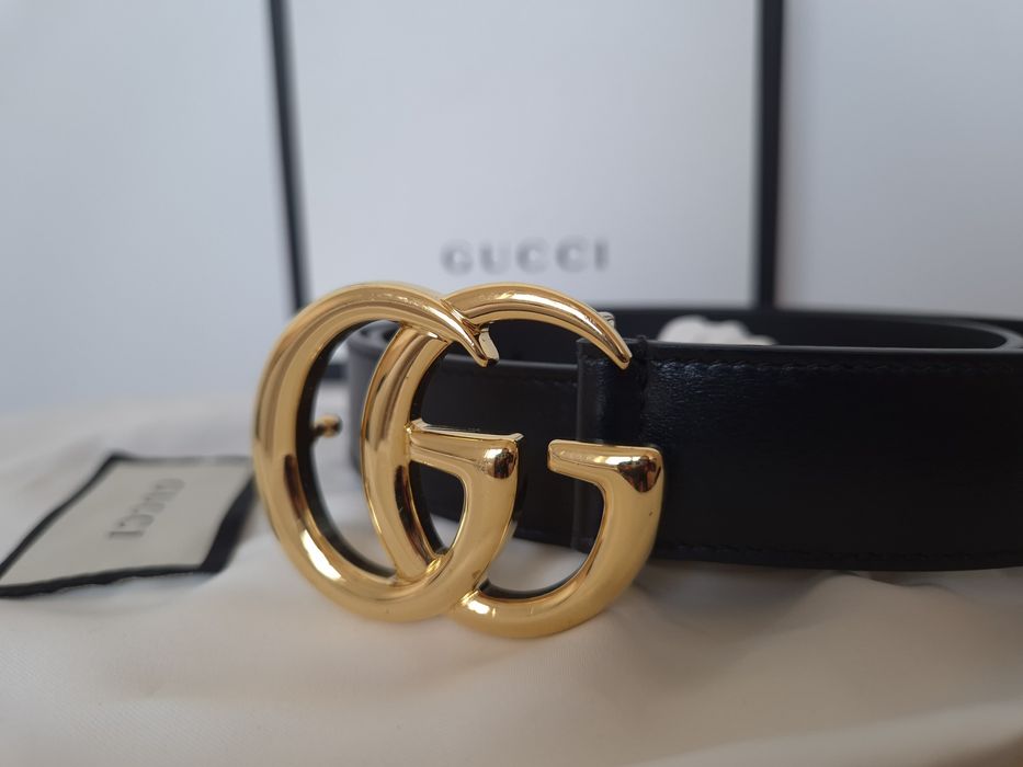 Czarny skórzany pasek Gucci