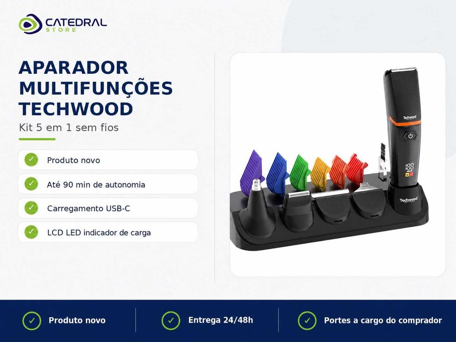 Aparador Multifunções Sem Fios TECHWOOD 5 em 1 – Recarregável USB-C