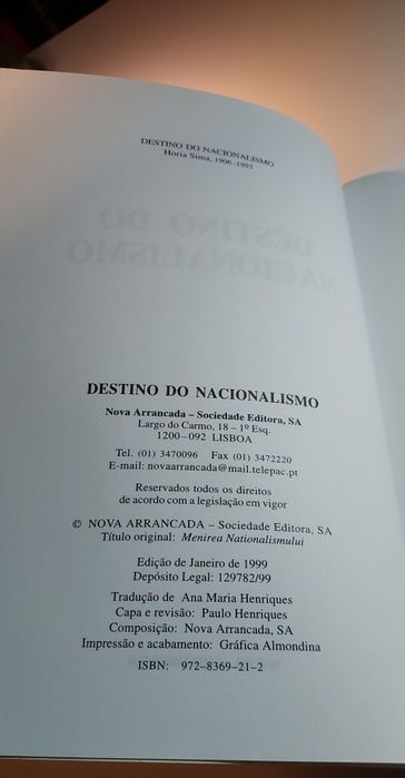 Destino do Nacionalismo - Horia Sima