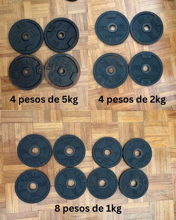 Conjunto de Ginásio Musculação - banco de musculação, suporte para barra, halteres e pesos