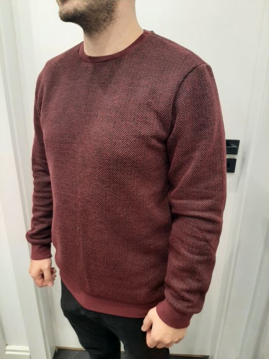 Sweter męski bordowy ciepły na jesień zimę casual basic L