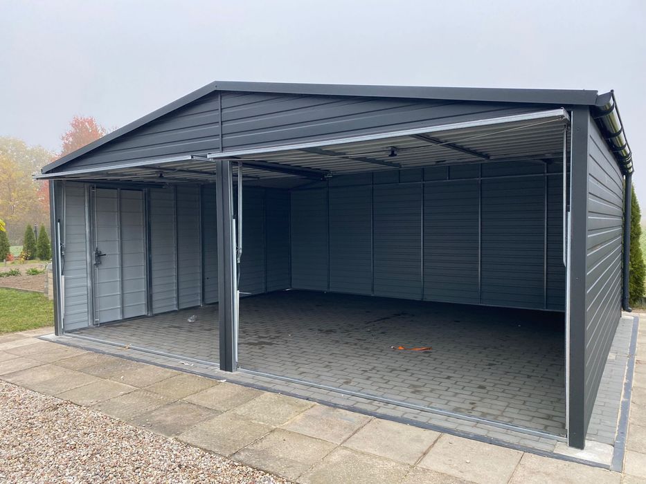 Garaż blszany 6x5, grafit mat, antracyt, profil zamknięty. PRODUCENT.
