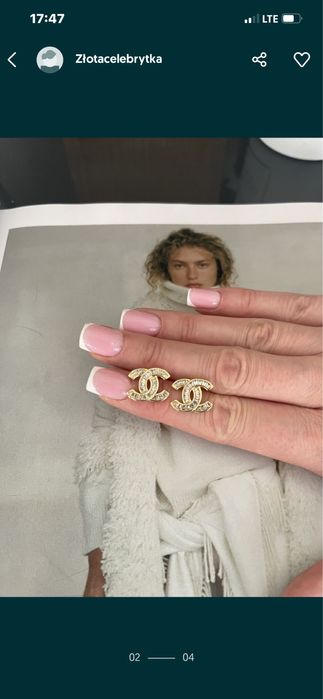 Kolczyki cc średnie kryształki  pozłacane