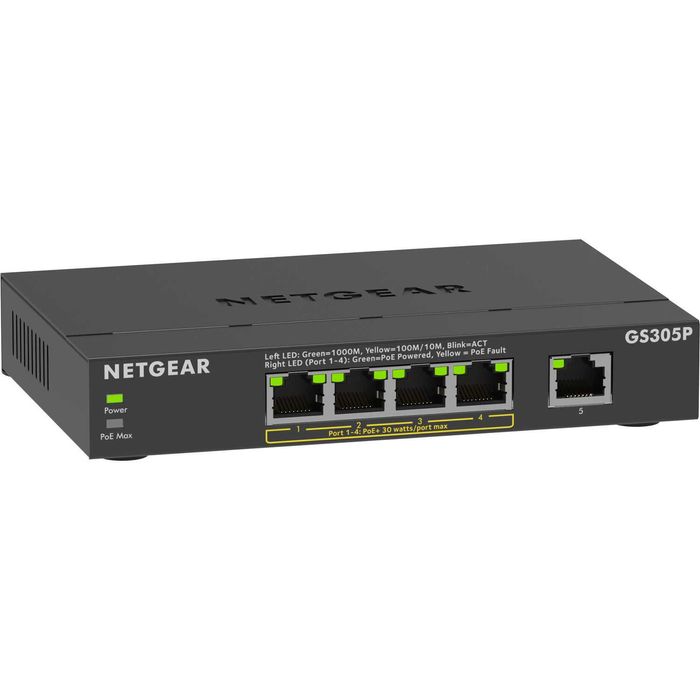 Netgear GS305P - 5-portowy gigabitowy switch z PoE (4× PoE/PoE+)