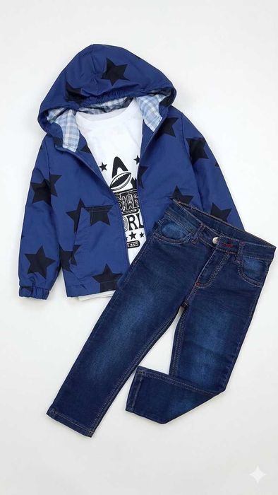 Komplet dla chłopca : wiatrówka , raglan  , jeansy