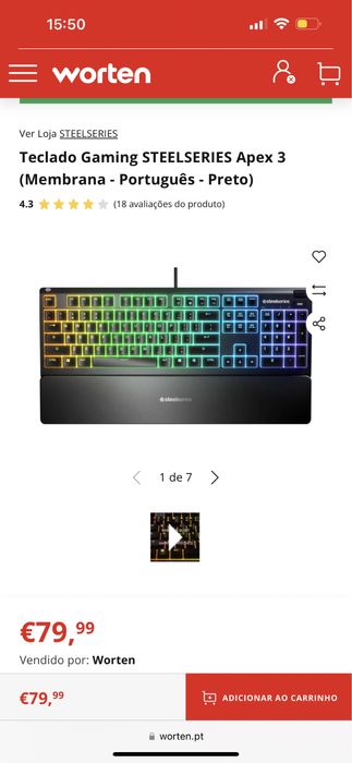 Teclado gaming steelseries apex 3 como novo