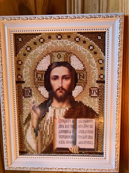 Подарунок на весілля Ікона бісером Господь Вседержитель