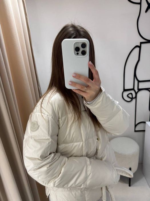 Куртка бежева Moncler S,M з поясом